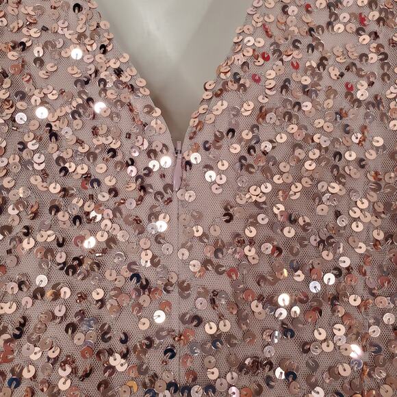 Mac Duggal 5539 High Slit Skirt V-Neck Dress Sequined Wrap Gown Copper Size 4 - Picture 10 of 16